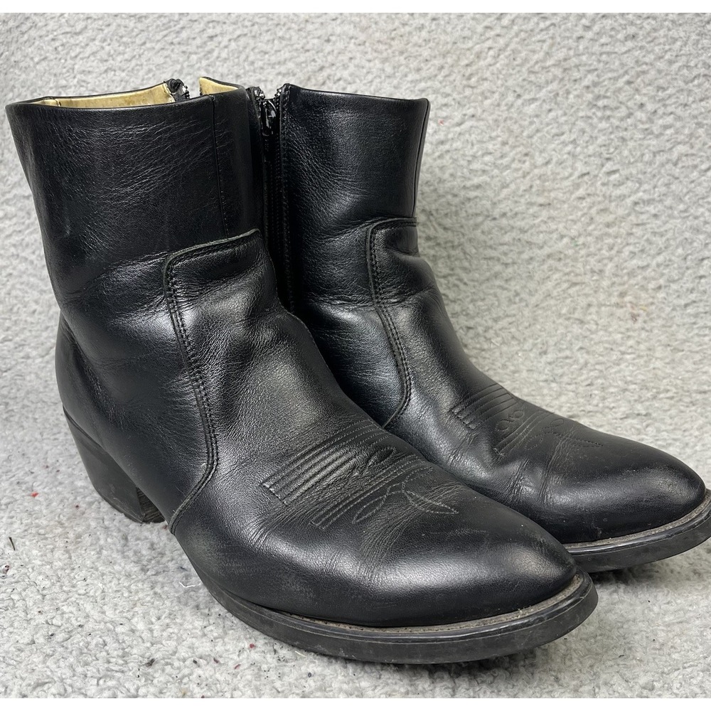 Durango TR820 Men's Black Leather Zipper Ankle Boots Size 9 1/2 D
